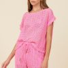 Women Surf Gypsy Tops | Hot Pink Vertical Crochet Short Sleeve Top