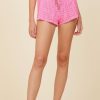 Women Surf Gypsy Bottoms | Hot Pink Vertical Stripe Crochet Shorts