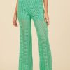 Women Surf Gypsy Bottoms | Summer Green Knit Wide Leg Pant