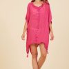 Women Surf Gypsy Bottoms | Hot Pink Ibiza Jet Setter Embellished Cover Up