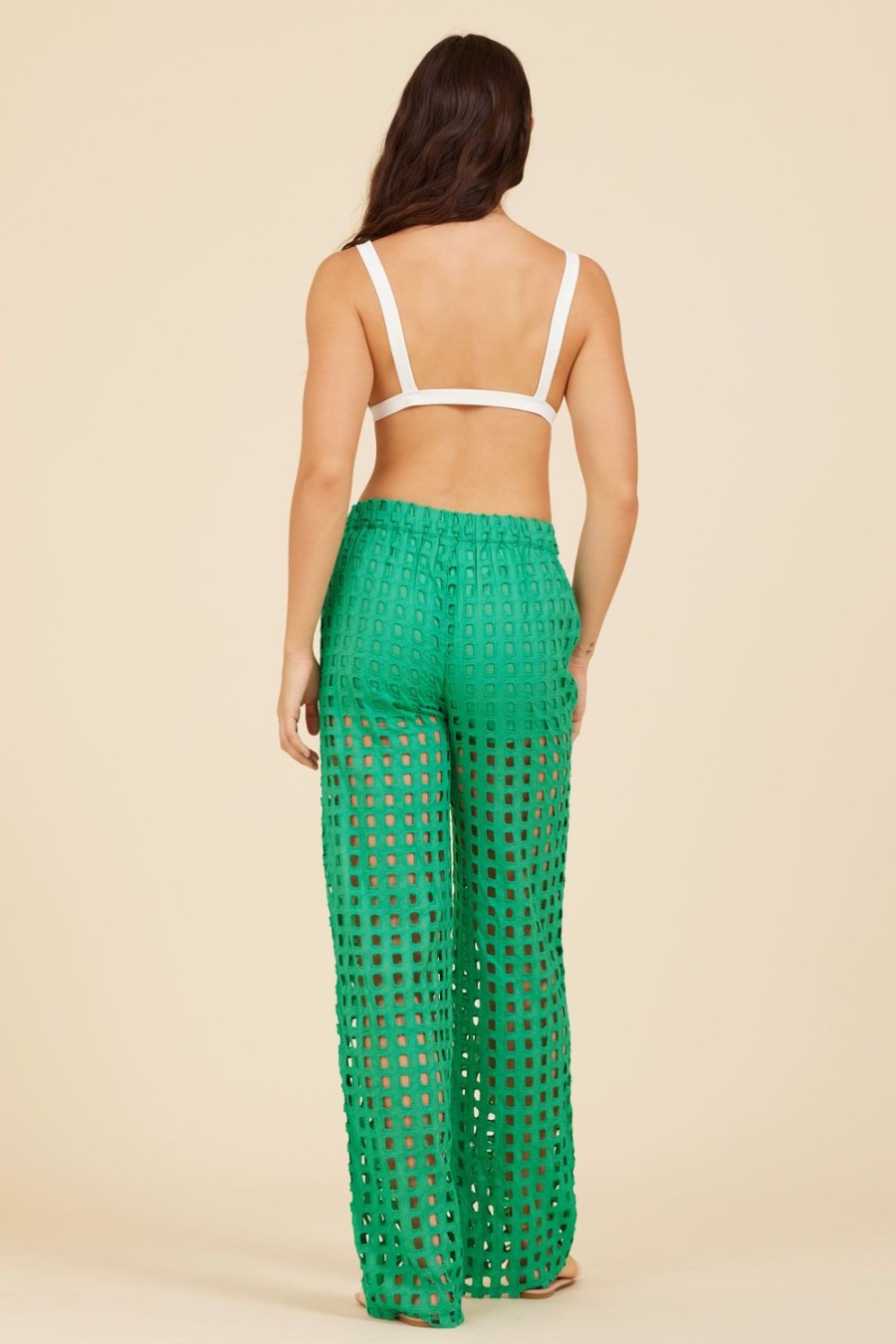 Women Surf Gypsy Bottoms | Seafoam Green Box Eyelet Pants