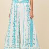 Women Surf Gypsy Bottoms | Teal Island Tribal Print Rayon Crepe Pants