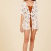 Women Surf Gypsy Bottoms | Ivory W/Tan Floral Eyelet Cover Up