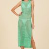 Women Surf Gypsy Bottoms | Summer Green Knit Side Slit Maxi Cover Up