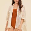 Women Surf Gypsy Tops | Ivory W/Soft Sand Mesh Ground Printed Button Up