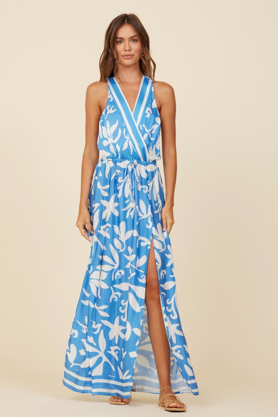 Women Surf Gypsy Bottoms | Summer Breeze Printed Satin Maxi Dress