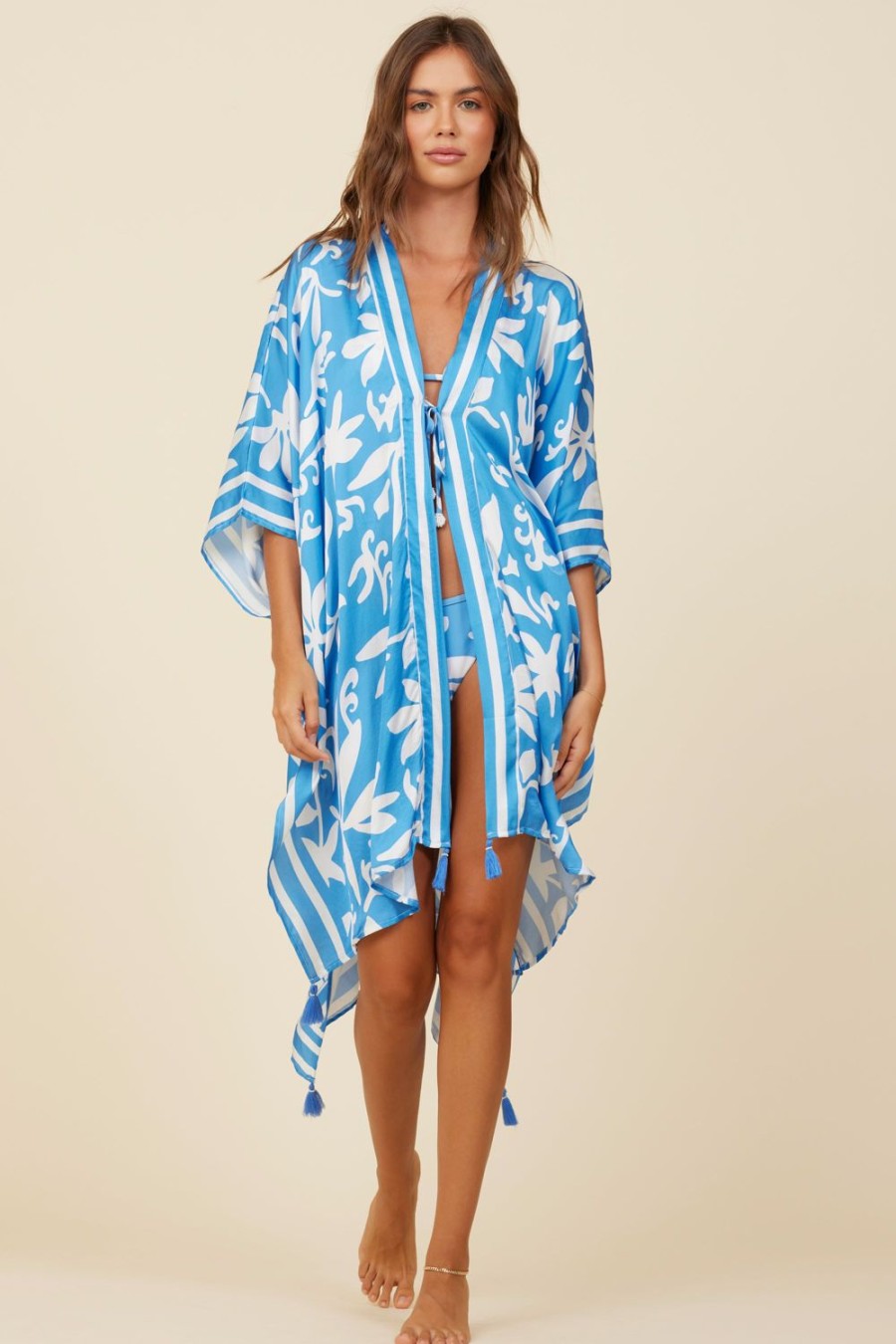 Women Surf Gypsy Bottoms | Summer Breeze Printed Satin Kimono