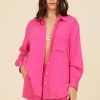 Women Surf Gypsy Tops | Hot Pink Ibiza Jet Setter Gauze Shirt