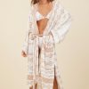 Women Surf Gypsy Bottoms | Caramel Island Tribal Print Rayon Crepe Kimono