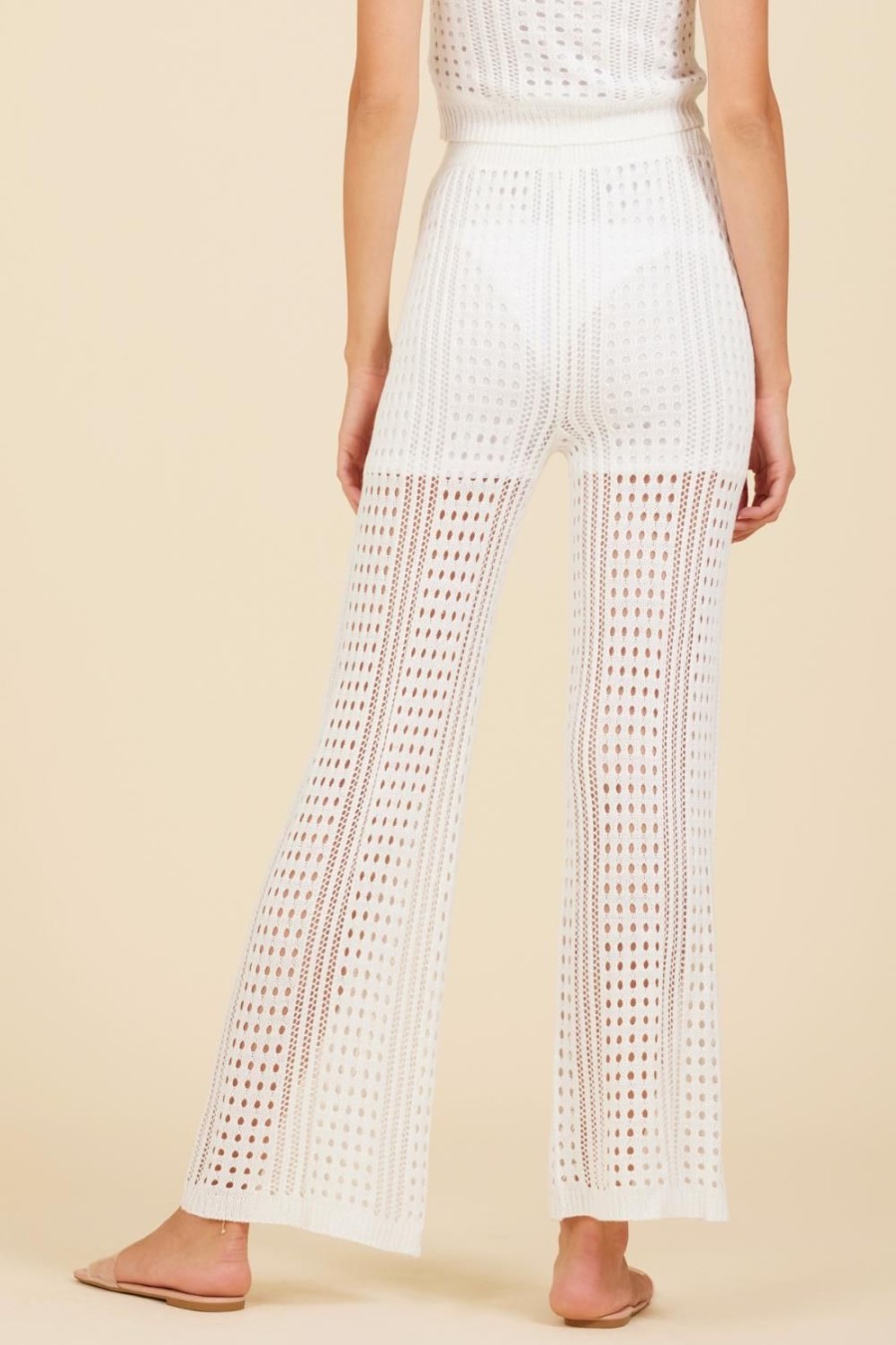 Women Surf Gypsy Bottoms | White Knit Wide Leg Pant