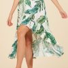 Women Surf Gypsy Bottoms | Rainforest Leaf Print High Low Skirt