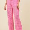 Women Surf Gypsy Bottoms | Hot Pink Vertical Stripe Crochet Cargos