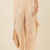 Women Surf Gypsy Bottoms | Cream Blush Tonal Textured Ruffle Pants