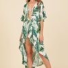 Women Surf Gypsy Bottoms | Rainforest Leaf Print Scrunched Cover Up