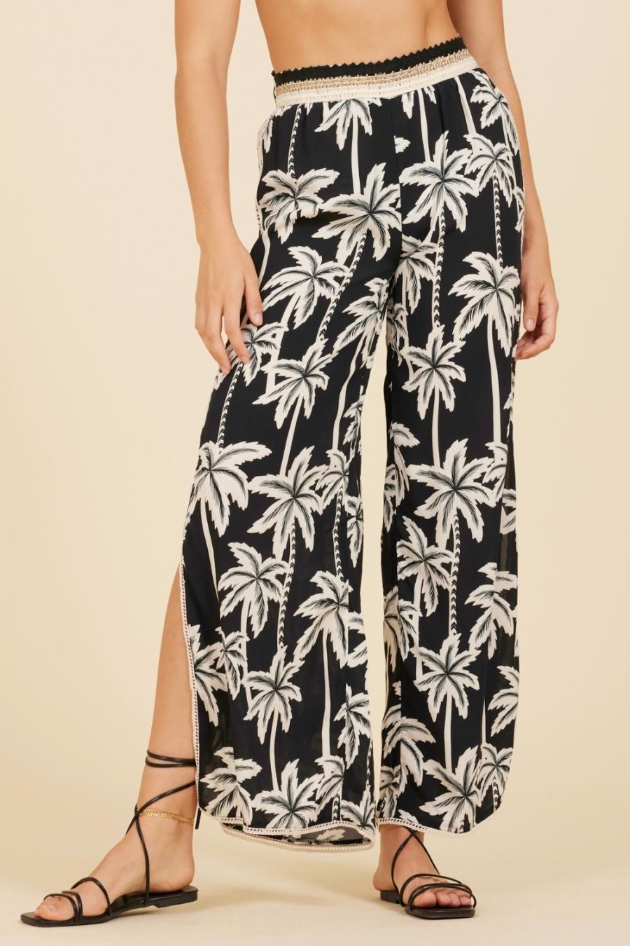 Women Surf Gypsy Bottoms | Festival Palm Print Pant