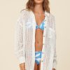 Women Surf Gypsy Tops | White Vertical Stripe Button Up