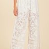 Women Surf Gypsy Bottoms | White Lace Crochet Mix Flare Pants