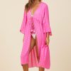 Women Surf Gypsy Bottoms | Hot Pink Clipped Metallic Kimono