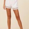 Women Surf Gypsy Bottoms | White Gauze Crochet Shorts