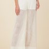 Women Surf Gypsy Bottoms | Ivory Mesh Knit Wide Leg Pant