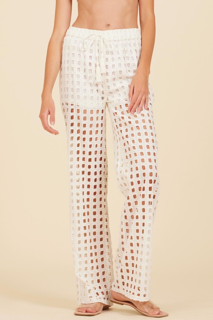 Women Surf Gypsy Bottoms | White Box Eyelet Pants