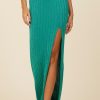 Women Surf Gypsy Bottoms | Kelly Green Metallic Rib Maxi Skirt