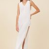 Women Surf Gypsy Bottoms | White Crepe Knit Max Cover Up Dress