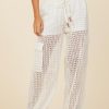 Women Surf Gypsy Bottoms | White Vertical Stripe Crochet Cargos