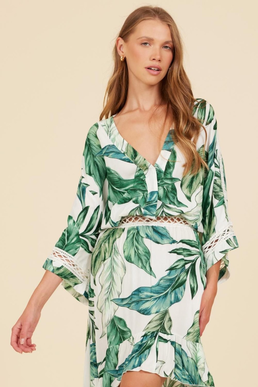 Women Surf Gypsy Tops | Rainforest Leaf Print Top