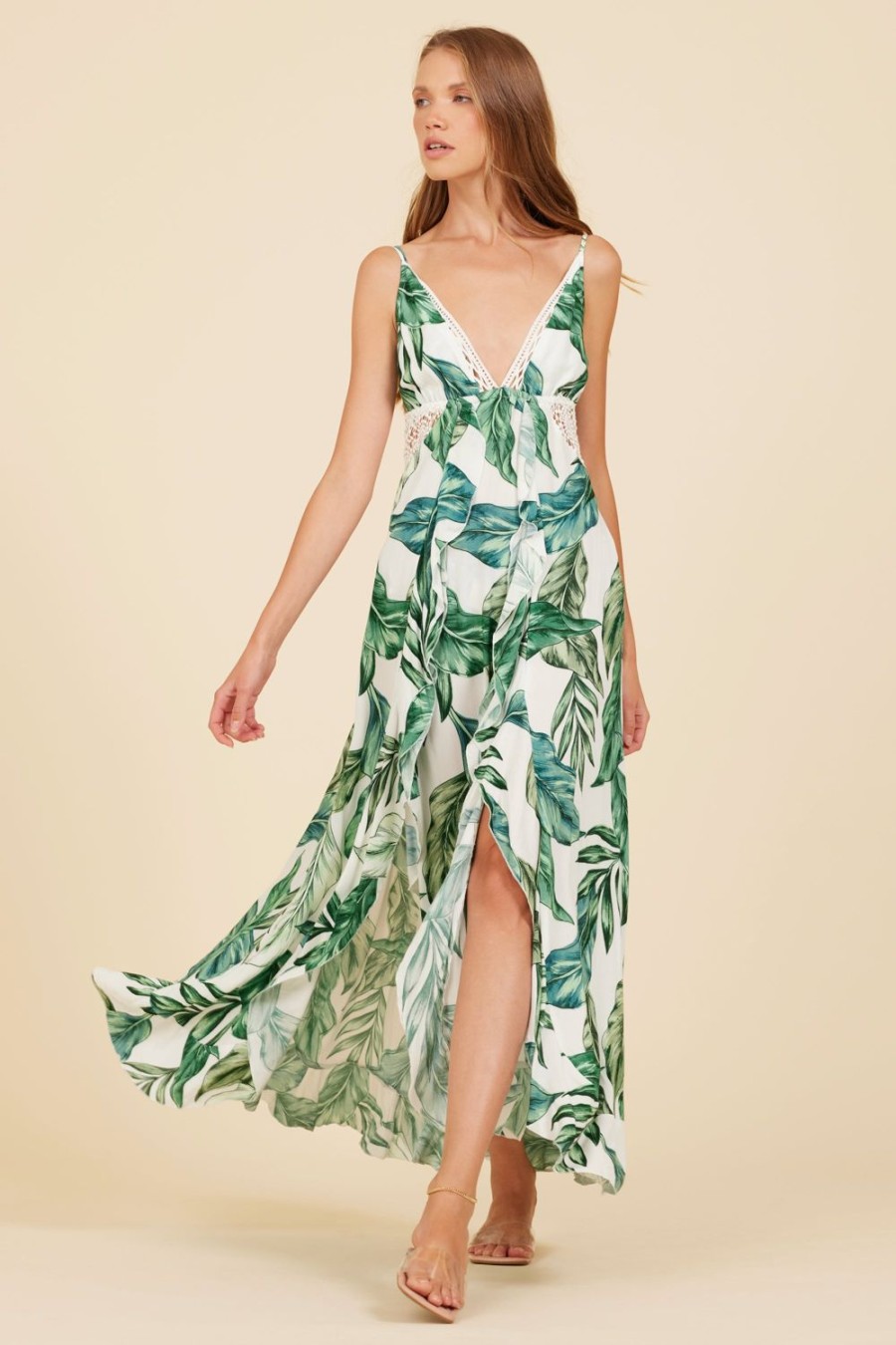 Women Surf Gypsy Bottoms | Rainforest Leaf Print Maxi Dress