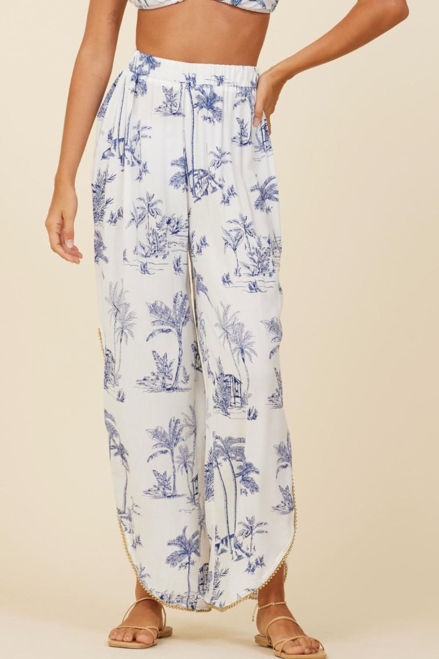 Women Surf Gypsy Bottoms | Island Landscape Print Pant